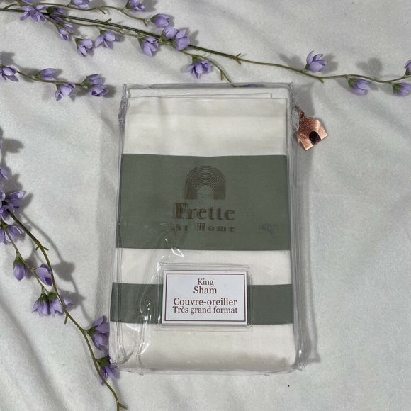 NIB [ 1 King ] Pillow Sham for Frette At Home Brenta in‎ Ivory / Sage Green - Picture 1 of 12